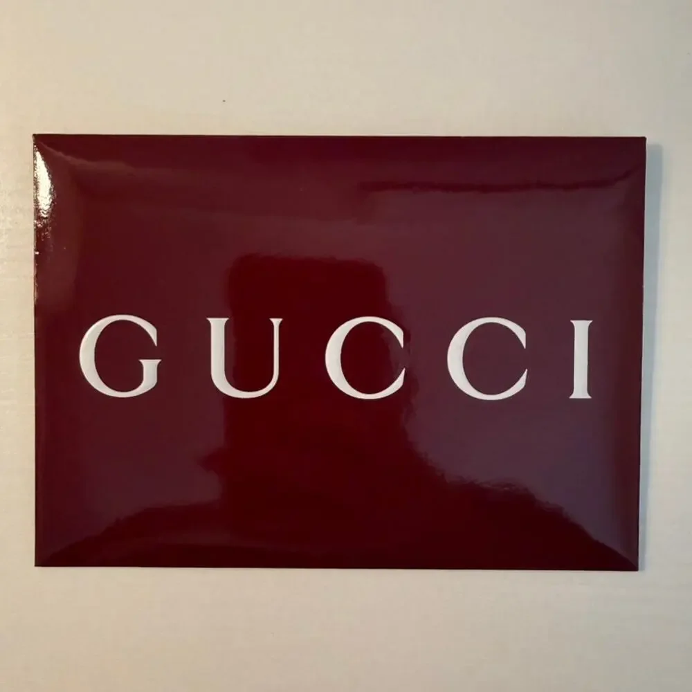 Gucci Burgundy Maroon Glossy Logo Envelope Receipt Holder Gift Packaging 6